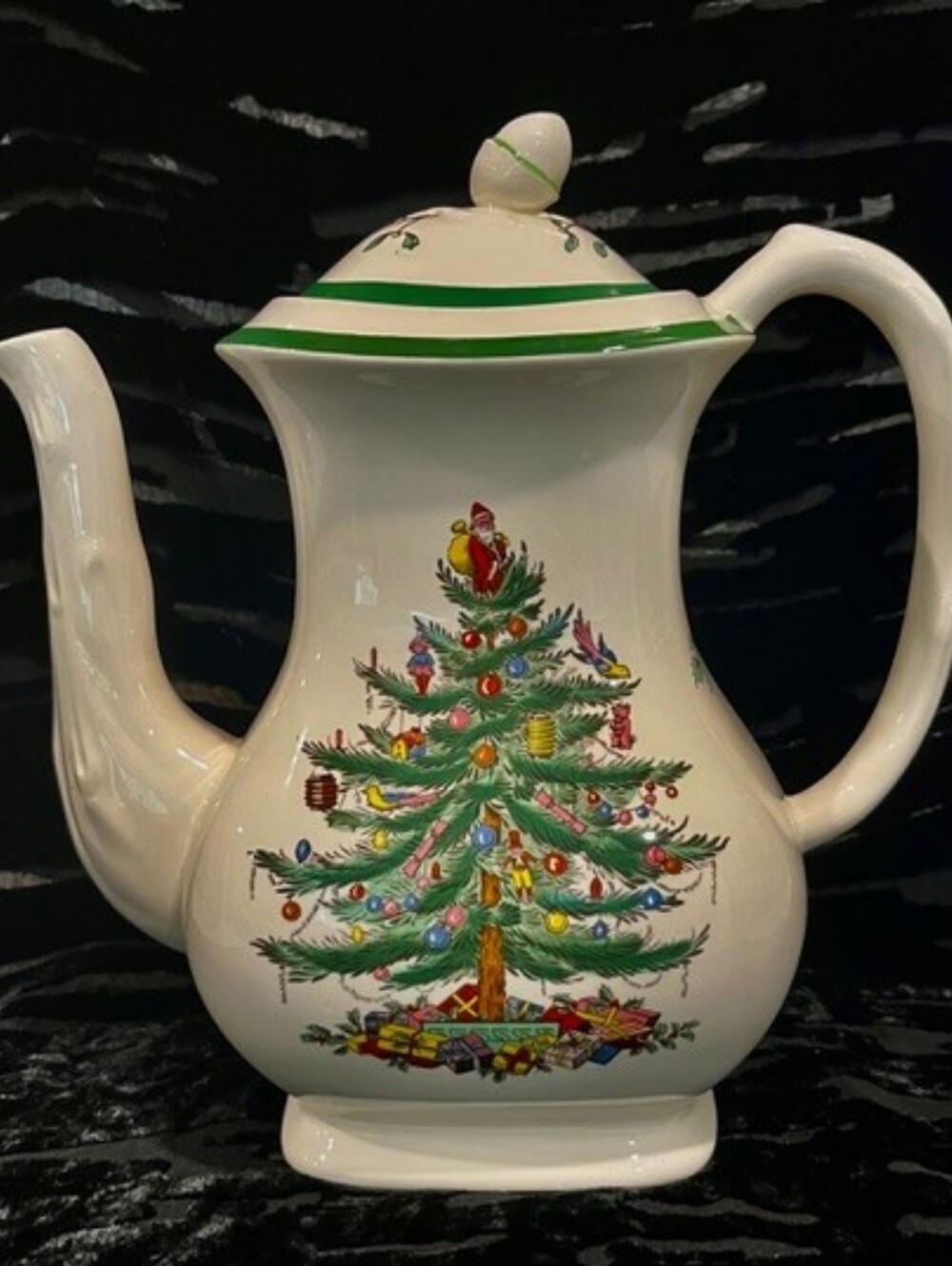Vintage Pre-1976 Spode Christmas Tree Imperialware Coffee Pot with Acorn Lid